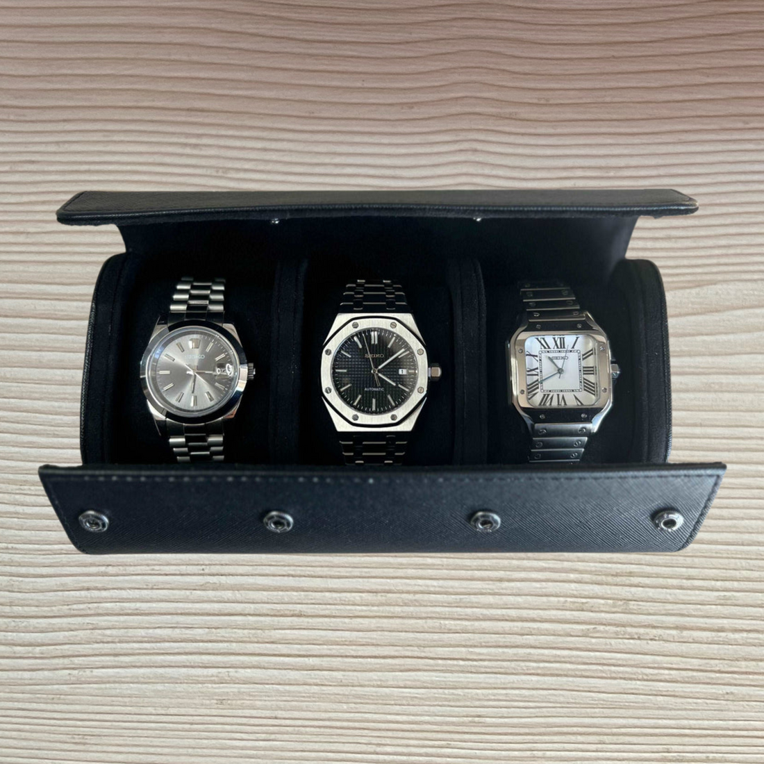 Coffret de voyage pour montres 3 pièces (noir)